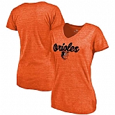 Women's Baltimore Orioles Freehand V Neck Slim Fit Tri Blend T-Shirt Orange FengYun,baseball caps,new era cap wholesale,wholesale hats